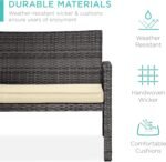 Best Choice Products 4-Piece Outdoor Wicker Patio Conversation Furniture Set for Backyard w/Coffee Table, Seat Cushions - Gray/Cream - Image 4