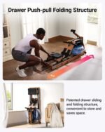 MERACH Foldable Wooden Rowing Machine, Water Electromagnetic Rower Machine for Home Use, Exclusive App Lifetime Membership, Patented Space Saver, MERACH Go Technology, 950 - Image 3