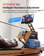 MERACH Foldable Wooden Rowing Machine, Water Electromagnetic Rower Machine for Home Use, Exclusive App Lifetime Membership, Patented Space Saver, MERACH Go Technology, 950 - Image 4