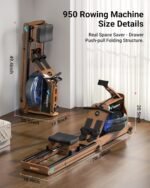 MERACH Foldable Wooden Rowing Machine, Water Electromagnetic Rower Machine for Home Use, Exclusive App Lifetime Membership, Patented Space Saver, MERACH Go Technology, 950 - Image 5
