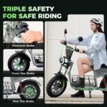 isinwheel Electric Scooter with Seat, 43/28 Miles Range & 38/21 MPH High Speed, 16/14'' Fat Tire Scooter for Adult with Mood Lights, Smart APP & NFC Start, 1200/750W Motor E Scooter - Image 3