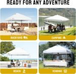 CROWN SHADES 10x10 Pop Up Canopy - Beach Tent with One Push Setup - Easy Outdoor Sun Shade for Events, Parties, Camping - Gazebo with STO-N-Go Cover Bag, Silver Coated Top, Grid White - Image 5