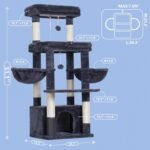 Hey-brother Cat Tree Tower, Scratching Posts with Extra Large Platform, Specious Condo, 2 Cozy Hammocks, Self-Grooming Brush for Indoor Adult Cats, Maine Coon 51.1 inches, Smoky Gray MPJ070G - Image 4