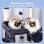 Hey-brother Cat Tree Tower, Scratching Posts with Extra Large Platform, Specious Condo, 2 Cozy Hammocks, Self-Grooming Brush for Indoor Adult Cats, Maine Coon 51.1 inches, Smoky Gray MPJ070G - Image 5