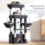 Hey-brother Cat Tree Tower, Scratching Posts with Extra Large Platform, Specious Condo, 2 Cozy Hammocks, Self-Grooming Brush for Indoor Adult Cats, Maine Coon 51.1 inches, Smoky Gray MPJ070G - Image 7
