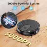 Robot Vacuum and Mop Combo, Robotic Vacuum Cleaner 5000Pa Strong Suction 130 Mins Runtime, Slim, Low Noise, Automatic Self-Charging, Wi-Fi/App/Alexa Control, Ideal for Hard Floor, Carpet, Pet Hair - Image 3