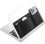 3-Pocket Organizer, mouse holder for laptop stick on – external hard drive sleeve for MacBook, laptop mouse holder (Black) - Image 3