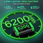 DINOSTRIKE 2X 6200mWh Controller Battery Pack Rechargeable Compatible with Xbox One/Series S/X【Charging Station】【Extended USB C Cable】 Battery Pack for Xbox Series X/S - Image 3