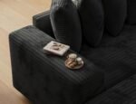 110" Modular Sectional Sofa, L Shaped Couch with Chaise Lounge, Fluffy Corduroy Cloud Couch with Deep Seat for Living Room (Black) - Image 5