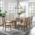 Crosley Furniture Joanna 9-Piece Modern Farmhouse Dining Table Set for 8 with Upholstered Chairs, Rustic Brown/Creme - Image 4