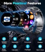 LIGE Military Smart Watches for Men(2 Bands),1000mAh/1.85" HD Large Screen Smartwatch, Flashlight/110+ Sports Modes/Sleep Monitor, Fitness Tracker Watch for Android iOS,Black - Image 5