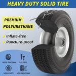 4.10/3.50-4" Flat Free Tire and Wheel, 10" Solid Tire with 5/8" Axle Bore Hole, 2.2" Offset Hub for Hand Truck Garden Wagon Cart Trolley Dolly Lawn Mover Replacement - Image 4