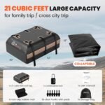Asinking Car Rooftop Cargo Carrier Bag, 21 Cubic Feet Waterproof Roof Cargo Bag for SUV Minivan, Fit Vehicles with/Without Roof Rack, Sidebars & Crossbars - Max Size 52" L 40" Wx 18" H - Image 6
