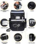 Car Front Seat Organizer with Accordion File Pocket | Laptop Sleeve (Up to 15.6 In) | Privacy Flap | Cup Holders | Adjustable Straps | Holds Tablets, Files, Supplies | for Work on the GO - Image 3