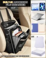 Car Front Seat Organizer with Accordion File Pocket | Laptop Sleeve (Up to 15.6 In) | Privacy Flap | Cup Holders | Adjustable Straps | Holds Tablets, Files, Supplies | for Work on the GO - Image 4