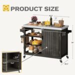 DWVO XL Outdoor Grill Table, Solid Wood Storage Table with Stainless Steel Top, Outdoor Kitchen Cart with Storage Cabinet for Patio, Kitchen Prep, Grilling Accessories, Brown - Image 7