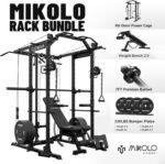 Mikolo Power Cage, Power Rack with Cable Crossover System, 1500LBS Squat Rack with LAT Pull Down System, Workout Cage with Pulley System for Fitness Home Gym - Image 3