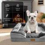 Orthopedic Dog Bed with Sides - Dog Sofa Beds for Medium Dogs, Supportive Foam Pet Couch Bed with Washable Removable Cover, Waterproof Lining and Non-Slip Bottom, Grey - M - Image 3