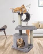 FISH&NAP US01H Cute Cat Tree Kitten Cat Tower for Indoor Cat Condo Sisal Scratching Posts with Jump Platform Cat Furniture Activity Center Play House Grey - Image 3
