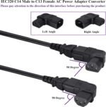 Left Angled IEC 320 C13 to C14 Power Adapter PDU Plug/Socket IEC 3Pole Male to Female 90Degree Angle AC Converter for Servers/Switches/LCD Smart TV/Scanner/Projector Etc. (Left/2 Pack) - Image 6