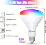 Noger Smart Light Bulbs 4 Pack, Bluetooth Smart Bulb with Music Sync, 1280 Lumens Dimmable BR30 LED Flood Light Bulbs, RGBCW Color Changing Light Bulbs, 12W (75W Equivalent), 16 Million Colors - Image 3