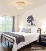 Capslpad Wood Beaded Flush Mount Ceiling Light Antique Rustic Mini Chandelier 3-Light White Boho Light Fixture for Dining Room,Nursery Room,Bedroom,Girl Room,Hallway,Entryway,Passway - Image 4