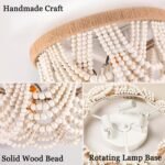 Capslpad Wood Beaded Flush Mount Ceiling Light Antique Rustic Mini Chandelier 3-Light White Boho Light Fixture for Dining Room,Nursery Room,Bedroom,Girl Room,Hallway,Entryway,Passway - Image 5