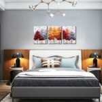 CANEITO Tree Wall Art for Living Room, Gold Red and Gray Forest Wall-Decor for Bedroom, Modern Canvas Print, Size 12x16 Inches 3-Piece - Image 4