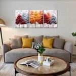 CANEITO Tree Wall Art for Living Room, Gold Red and Gray Forest Wall-Decor for Bedroom, Modern Canvas Print, Size 12x16 Inches 3-Piece - Image 5