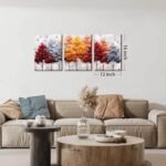 CANEITO Tree Wall Art for Living Room, Gold Red and Gray Forest Wall-Decor for Bedroom, Modern Canvas Print, Size 12x16 Inches 3-Piece - Image 6