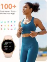 AGPTEK Smart Watch for Women, 5ATM Waterproof Smartwatch for Android and iOS Phones, Fitness Tracker Watch with 100+ Sports Modes, Heart Rate Monitor Pedometer Sleep Monitor, Pink - Image 4