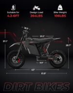 Skeri Electric Dirt Bike, 3200W Mid-Drive Motor E Bike with 48V 21AH Battery, 37MPH Top Speed, 14" & 12" Tires, Hydraulic Brakes & Dual Suspension, IPX5 Waterproof Off-Road E Dirt Bike for Age 13+ - Image 5