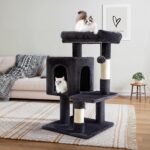 Allewie 29 Inches Cat Tree Tower/Plush Perches Platform/Condo/House/Sisal Scratching Posts/Multi-Level Activity Center Furniture for Kittens/Dark Grey - Image 3