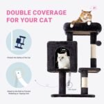 Allewie 29 Inches Cat Tree Tower/Plush Perches Platform/Condo/House/Sisal Scratching Posts/Multi-Level Activity Center Furniture for Kittens/Dark Grey - Image 5