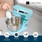 CULINARY CHEF 4.5L Stand Mixer with Stainless Steel Bowl, Tilt-Head Kitchen Electric Mixer with Dough Hook, Mixing Beater and Whisk, Splash Guard, Blue - Image 5