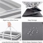 HomeHacks 2 Pack Large Laundry Baskets, Waterproof, Freestanding Laundry Hampers, Collapsible Clothes Hamper with Reinforced Handles in Laundry Room, College Dorm, Bathroom, Bedroom (Grey, 75Lx2) - Image 3