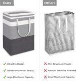HomeHacks 2 Pack Large Laundry Baskets, Waterproof, Freestanding Laundry Hampers, Collapsible Clothes Hamper with Reinforced Handles in Laundry Room, College Dorm, Bathroom, Bedroom (Grey, 75Lx2) - Image 4
