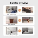 DOPEDIO Modern Loveseat Sofa for Living Room,Chenille Recliner, Removable Cover, Spring Cushions, Solid Wood Frame, Easy Assembly for Small Spaces (71.25inch，Light Gray) - Image 5