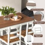 Giantex 5-Piece Dining Set for 4, Solid Wood Rectangular Table & 4 Chairs wtih Rubber Wood Legs, Kitchen Table and Chairs Set for Small Spaces Dinette Dining Room Restaurant (Rustic Brown) - Image 4