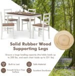 Giantex 5-Piece Dining Set for 4, Solid Wood Rectangular Table & 4 Chairs wtih Rubber Wood Legs, Kitchen Table and Chairs Set for Small Spaces Dinette Dining Room Restaurant (Rustic Brown) - Image 5