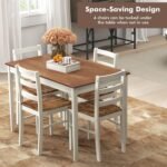 Giantex 5-Piece Dining Set for 4, Solid Wood Rectangular Table & 4 Chairs wtih Rubber Wood Legs, Kitchen Table and Chairs Set for Small Spaces Dinette Dining Room Restaurant (Rustic Brown) - Image 7