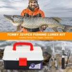 3 Layers Tackle Box with Tackle Included, 321Pcs Fishing Lures Kit Contains Pliers, Crankbait, Hooks, Weights & Accessories, Fishing Gear Bait Lure Gifts for Men Bass Freshwater (White Black) - Image 3