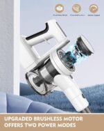 Cordless Vacuums, 80,000PRM Powerful Motor Vacuum Cleaner and 2200mAH Rechargeable Battery up to 35 Mins Worktime, 2 Adjustable Modes, Detachable Parts, Wireless Stick Vacuum (Night White) - Image 4