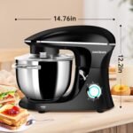 Seedeem 6.5QT Stand Mixer, 660W Tilt-Head Kitchen Electric Mixer with 6 Speeds, Dough Hook, Beater & Whisk, Dishwasher Safe Attachments, Black - Image 3