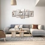 AWLXPHY Decor Home Sign Canvas Wall Art for Living Room Decoration Framed Print Painting 5 Panels Modern Still Life Love Stretched Artwork Giclee Wedding Gift (Yellow, W40 x H20) - Image 4