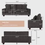 DOPEDIO Modern Loveseat Sofa for Living Room,Chenille Recliner, Removable Cover, Spring Cushions, Solid Wood Frame, Easy Assembly for Small Spaces (71.25inch，Dark Grey) - Image 3