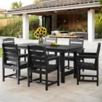 TenKa 7 Piece HDPE Patio Furniture Set for 6, Dining Table and Chairs, Outdoor Table with Umbrella Hole, Outdoor Dining Set for Garden, Backyard, Lawn, and Poolside - Image 4