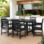 TenKa 7 Piece HDPE Patio Furniture Set for 6, Dining Table and Chairs, Outdoor Table with Umbrella Hole, Outdoor Dining Set for Garden, Backyard, Lawn, and Poolside - Image 5