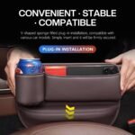 2025 New Car Seat Gap Filler Organizer, Car Seat Gap Filler with Cup Holder and Storage for Keys, Cards, Phone, Sunglasses and Small Items (Black, A Pair) - Image 5