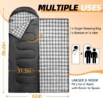 MEREZA Flannel Sleeping Bag for Adults XL, Large Wide Sleeping Bags for Camping Mens Warm Cotton Sleeping Bag 4 Season Warm & Cool Weather - Image 3
